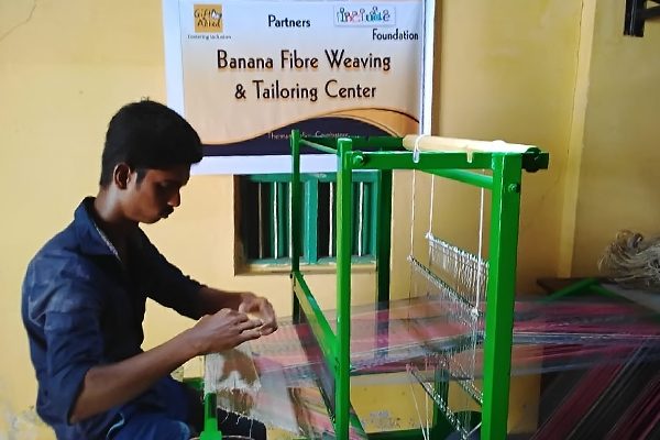 person weaving in center