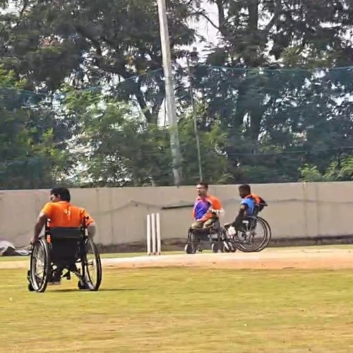 group of wheelchair users playing sports